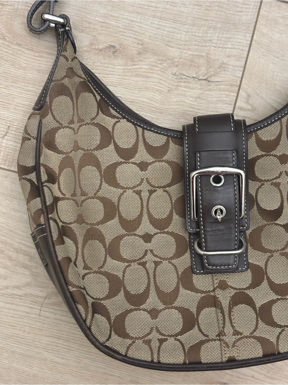 Y2K Vintage Coach Soho Hampton Hobo Shoulder Bag Brown Signature Jacquard Bag - Picture 6 of 15